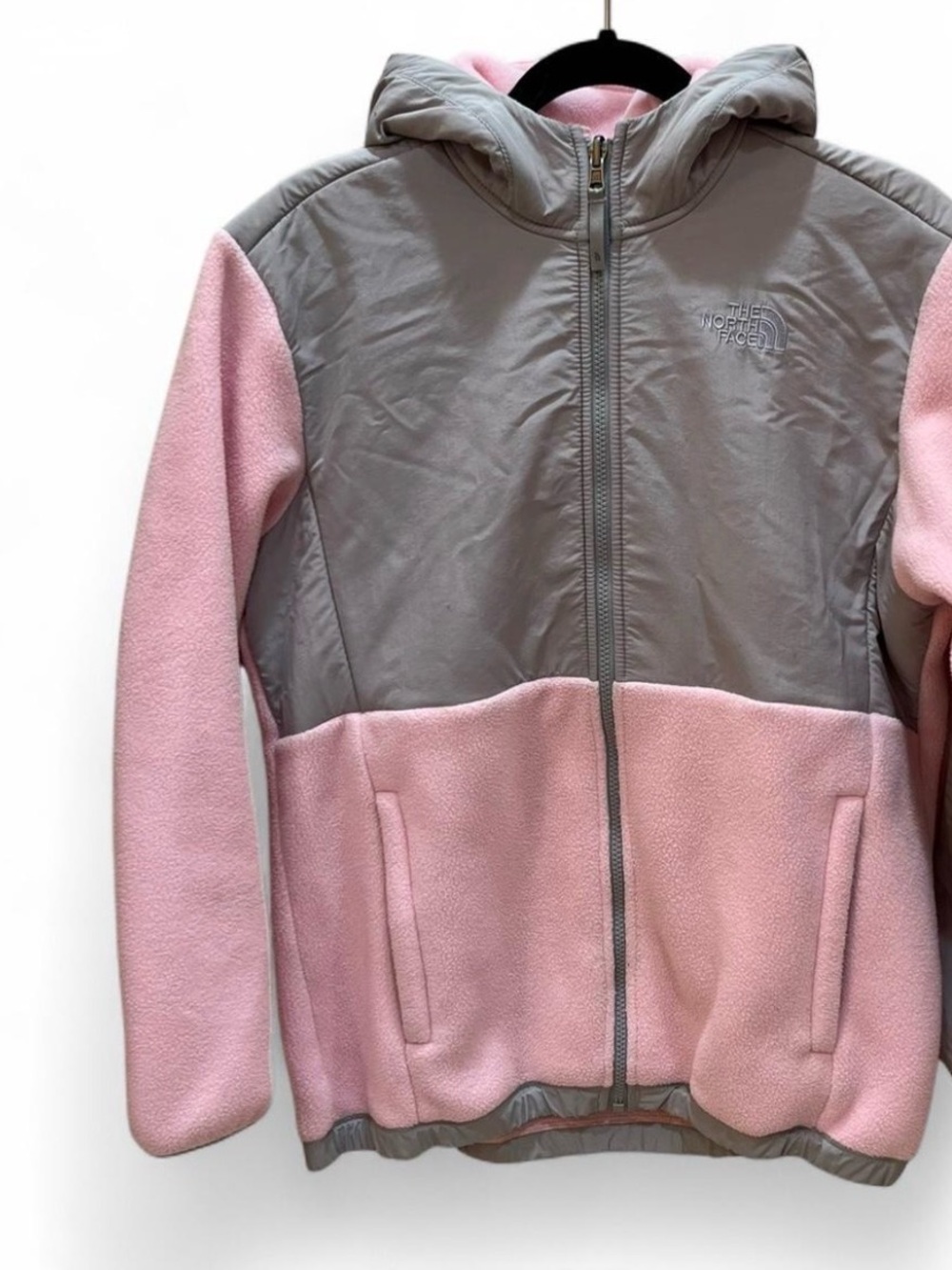 The North Face Kids Pink & Gray Hooded Puffer-Fleece Jacket